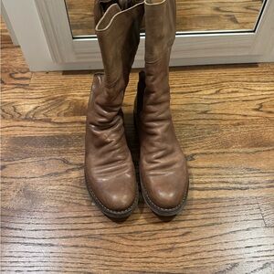 Fiorentini + Baker Brown Boots with Slouchy Shaft and Rounded Toe